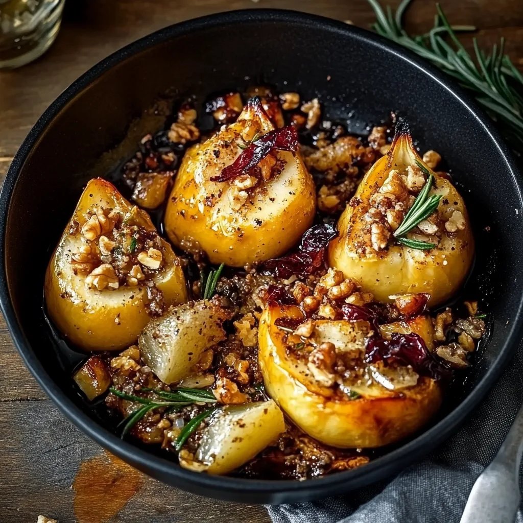 Gebackene Birnen mit Honig und Walnüssen