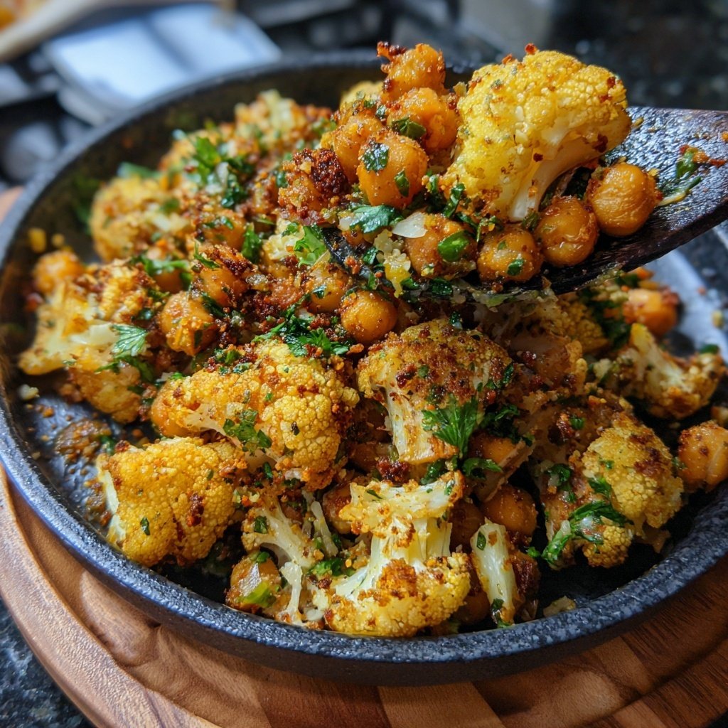 Blumenkohl Pfanne Mit Kichererbsen