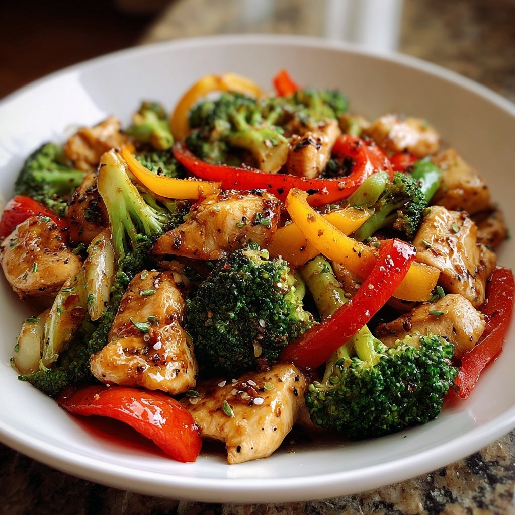 Kalorienarme Hähnchenpfanne Mit Brokkoli Und Paprika