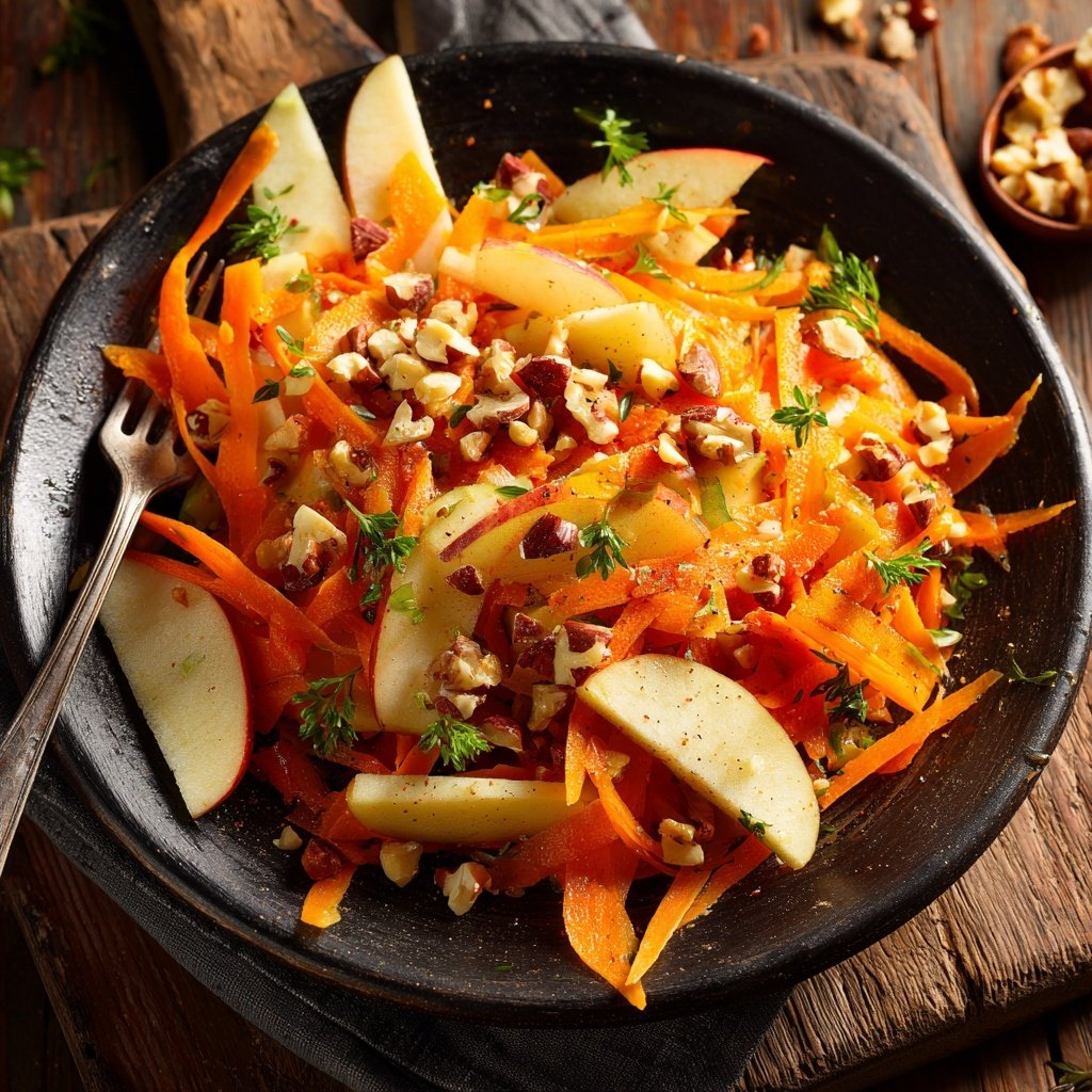Karotten Salat Mit Apfel Und Nüssen