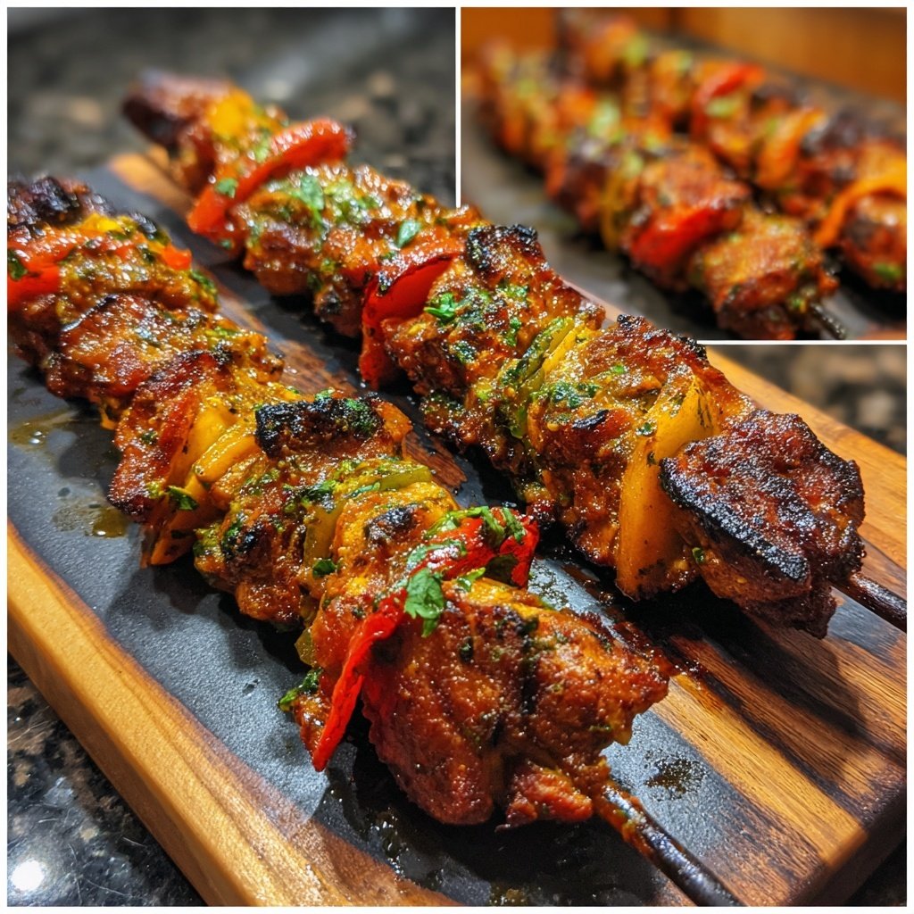 Gegrillte Hähnchenspieße