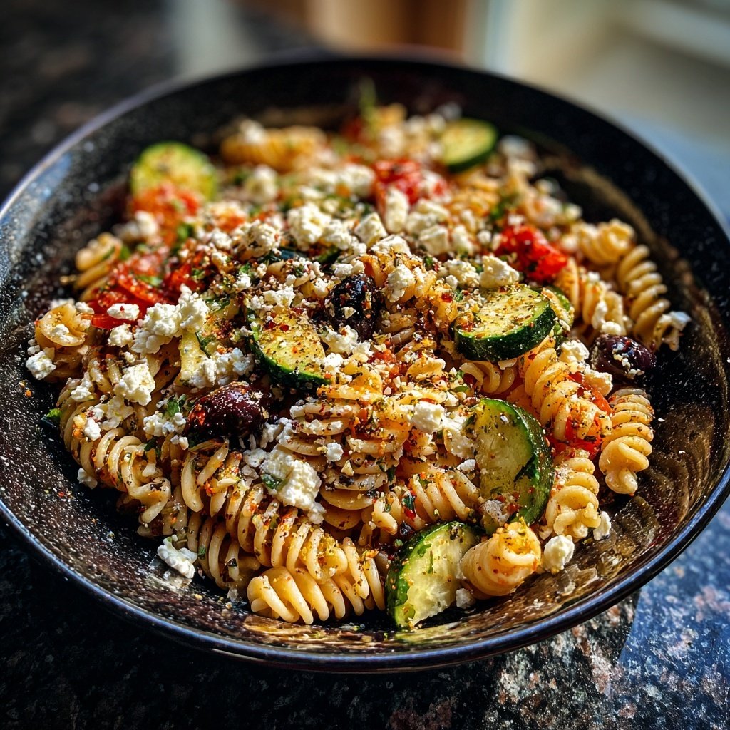 Mediterraner Nudelsalat Mit Gurken