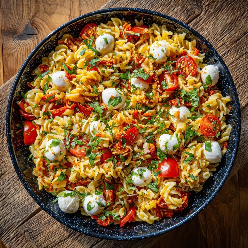 Mediterraner Nudelsalat Mit Mozzarella