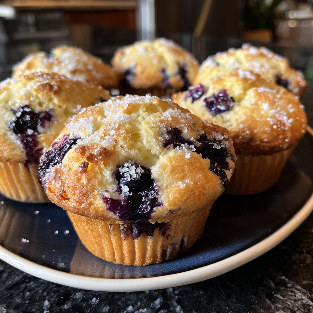 Lockere Blaubeermuffins wie vom Bäcker