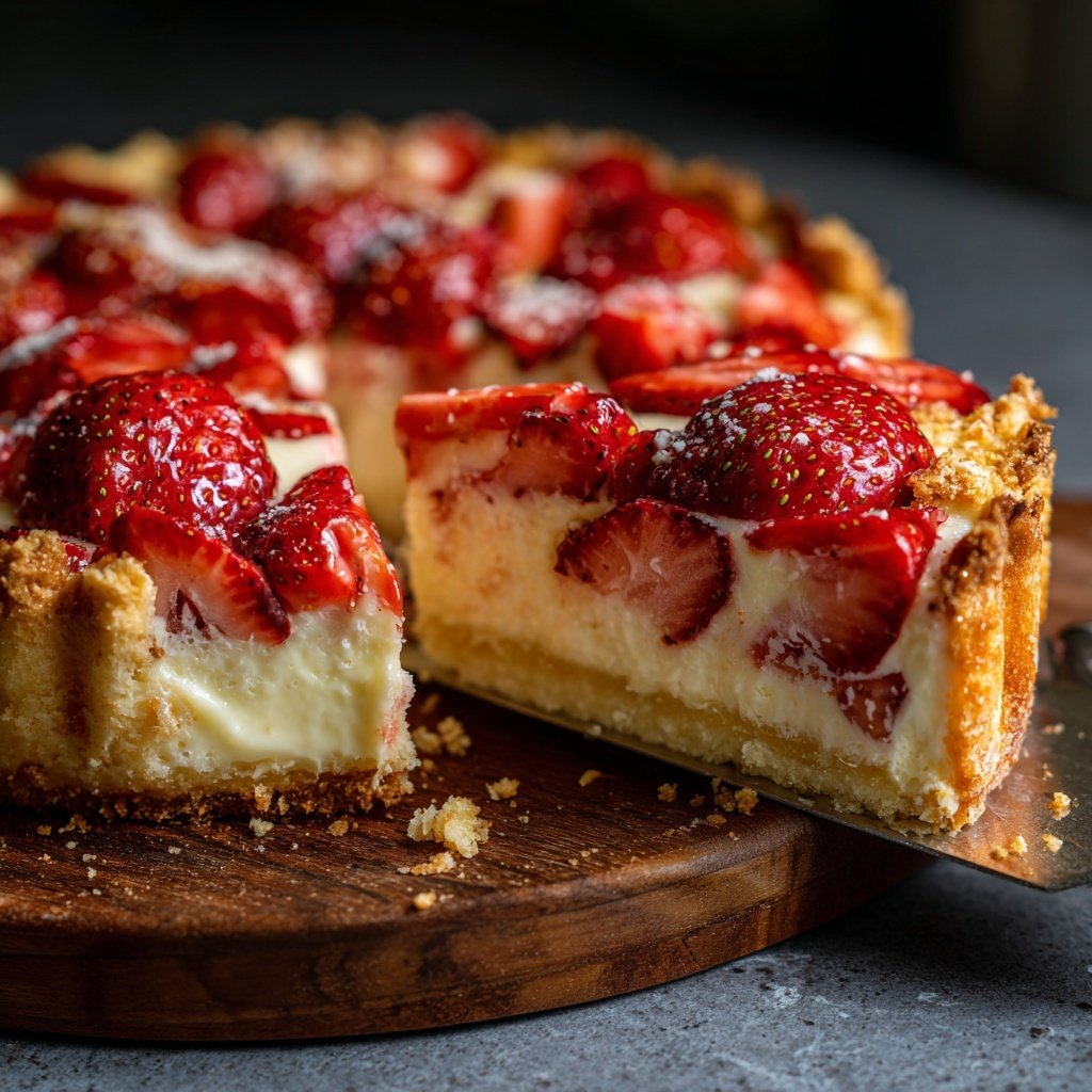 Saftiger Erdbeerkuchen Mit Vanillepudding